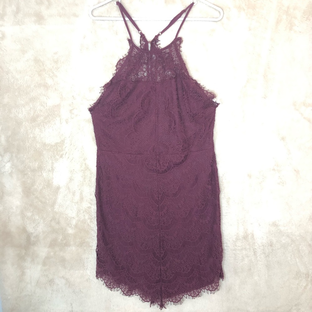 FREE PEOPLE BURGUNDY LACE DRESS SZ LARGE